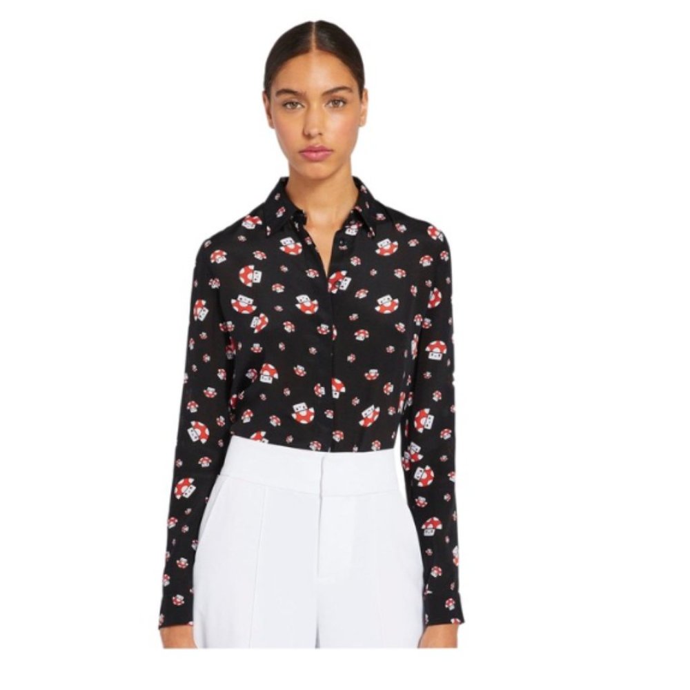 Alice + Olivia x FriendsWithYou | Willa Mushroom Print Long Sleeve Blouse